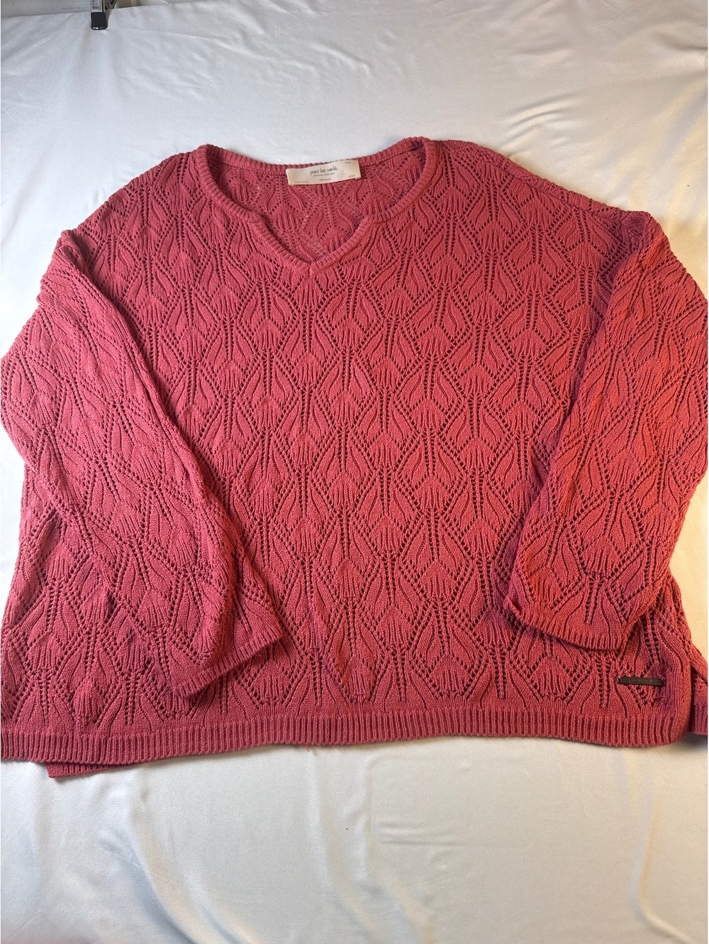Peace Love World Boheme Collection Pink Knit Sweater Size 2X